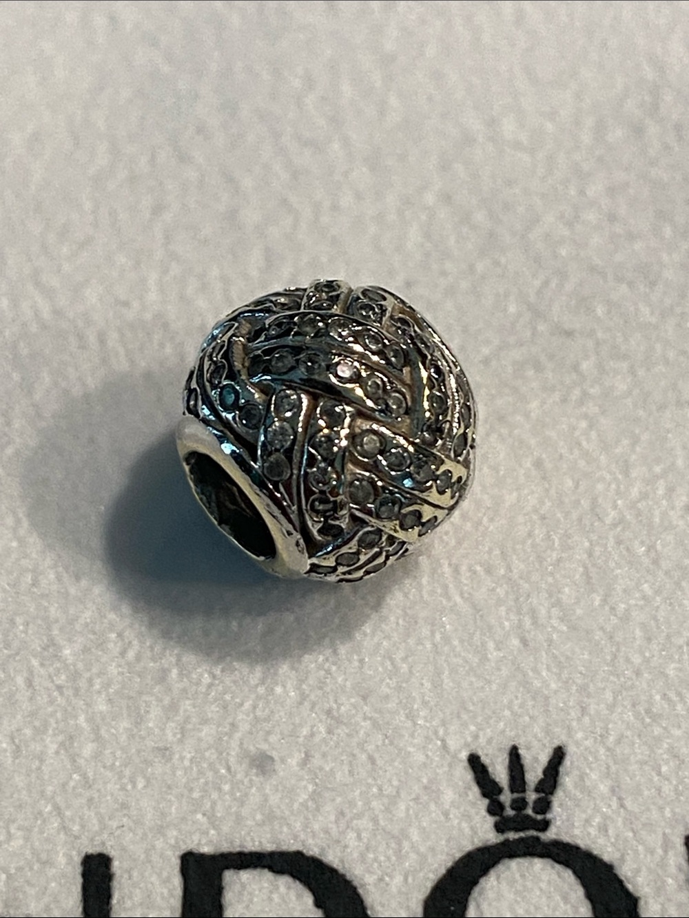 Authentic Pandora Silver Sparkling Knot Charm ~ Retired